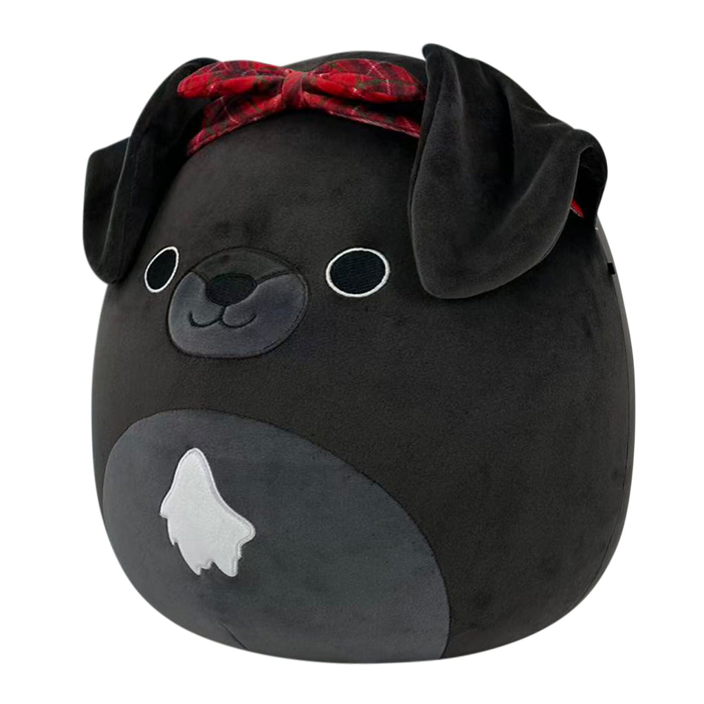 12-Inch Natty the Black Lab with Red Plaid Headband