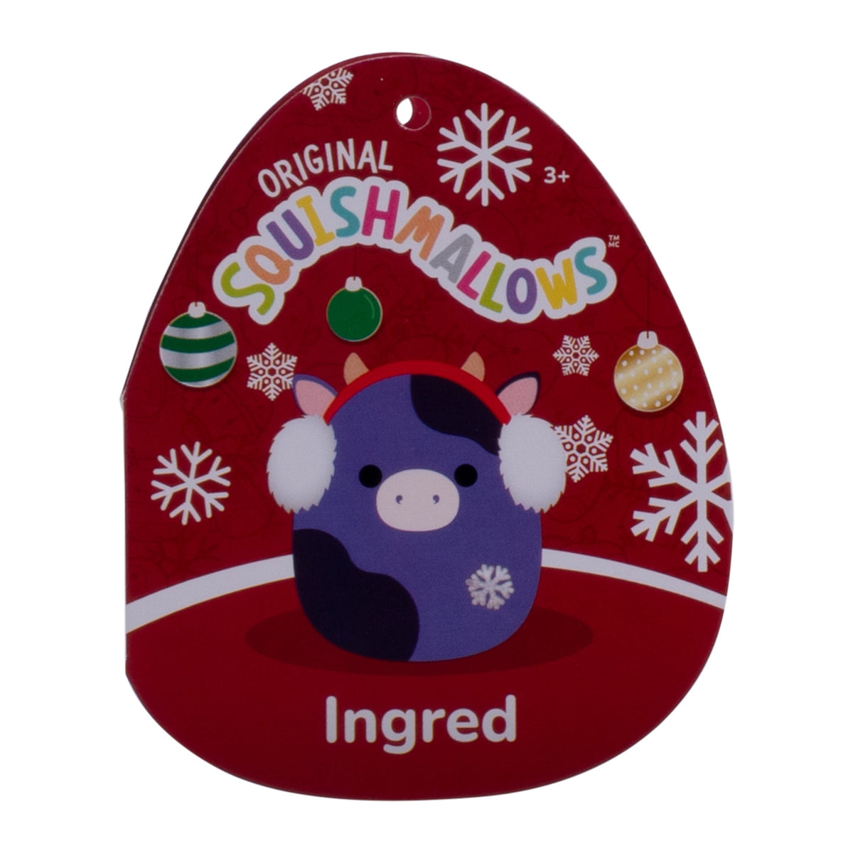 8-Inch Ingrid the Dark Purple Cow with Earmuffs and Silver Snowflake