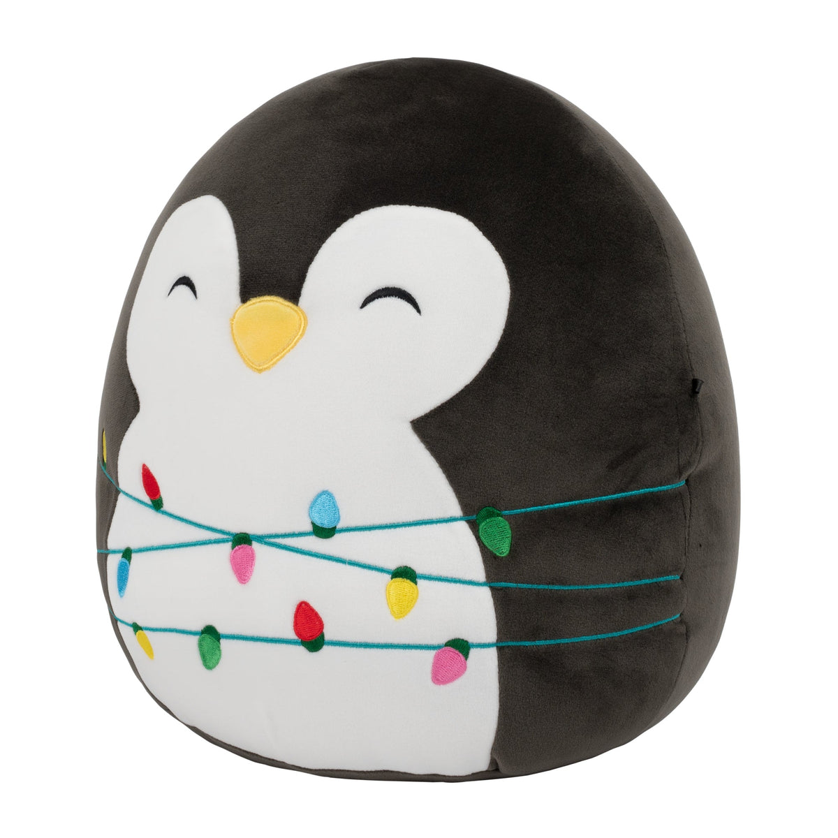 12-Inch Luna the Black Penguin with String Lights