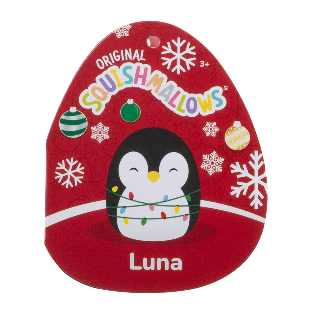 12-Inch Luna the Black Penguin with String Lights
